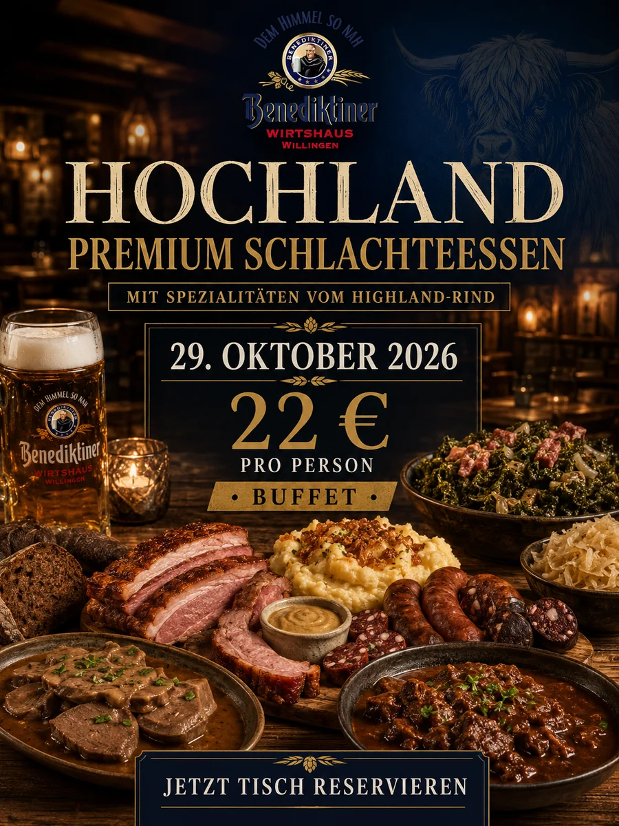 Hochland Premium Schlachteessen mit Spezialitäten vom Highland-Rind, 29. Oktober 2026