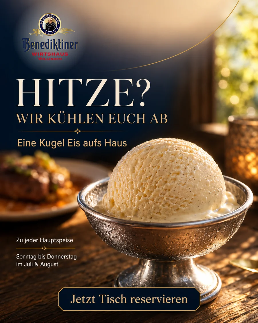 Eine Kugel Eis aufs Haus im Benediktiner Wirtshaus